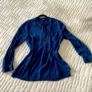 WHBM Blue Long Sleeve Blouse